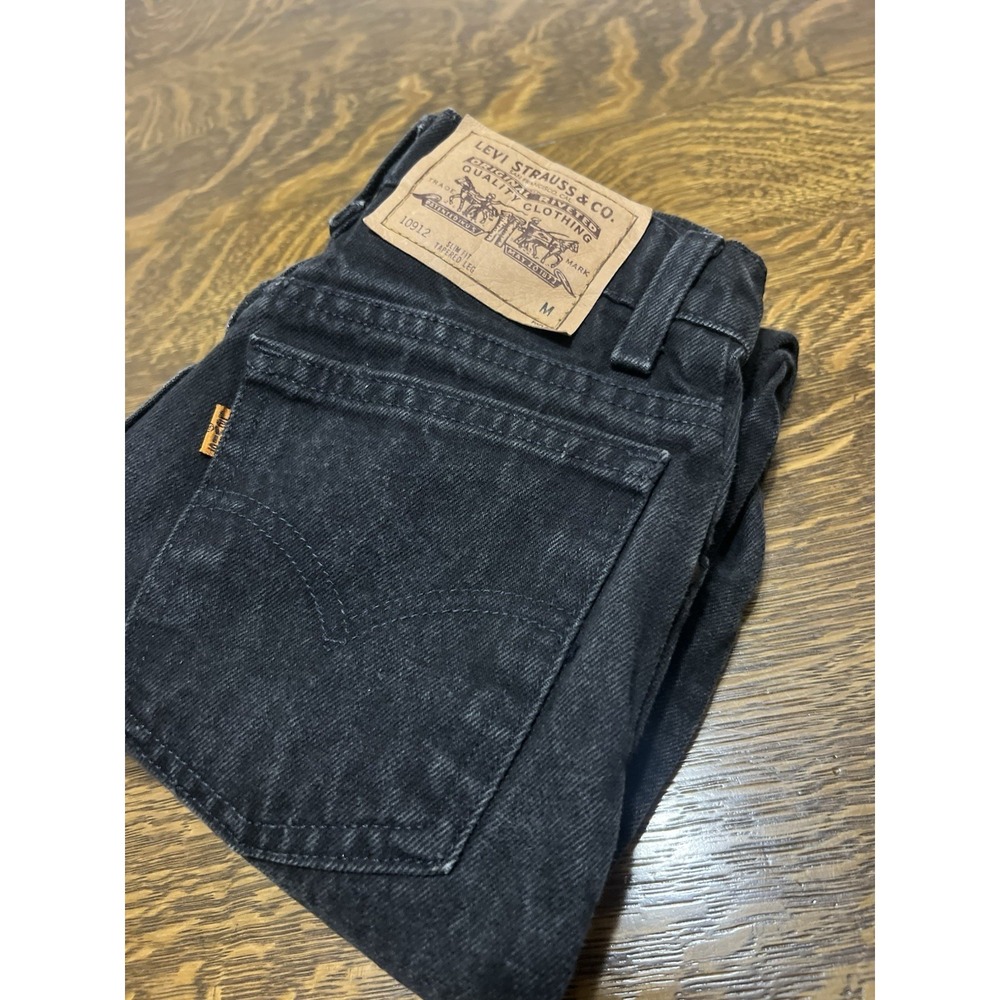VTG 90s Levi's 912 Orange Tab Black Jeans Womens 1 M USA Slim Tapered